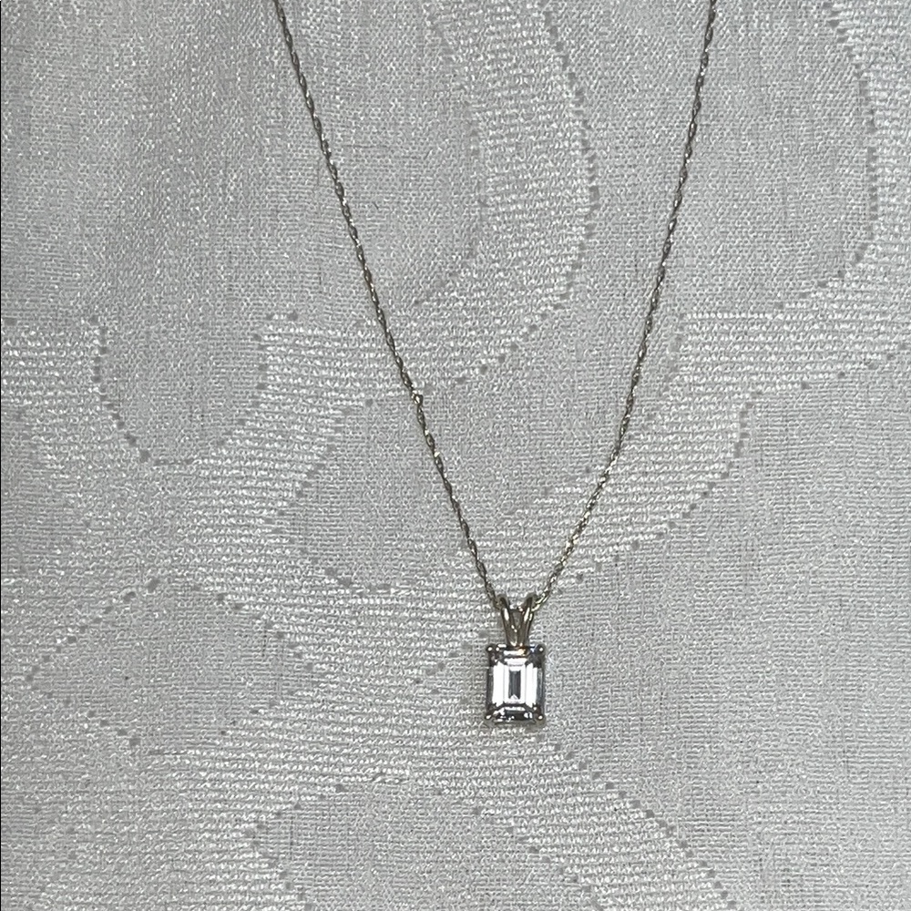 CZ 925 Sterling Silver cubed Pendant Necklace